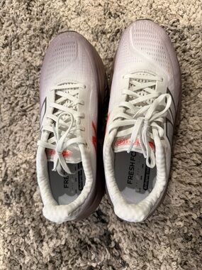 New Balance Women's Running Shoes - Pale Pink/White with Coral Accent